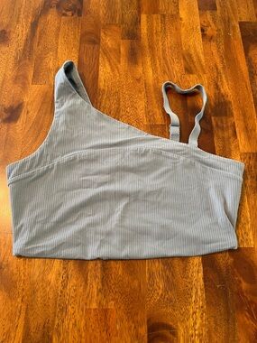Avia Ribbed One-Shoulder Sports Bra | Gray Blue
